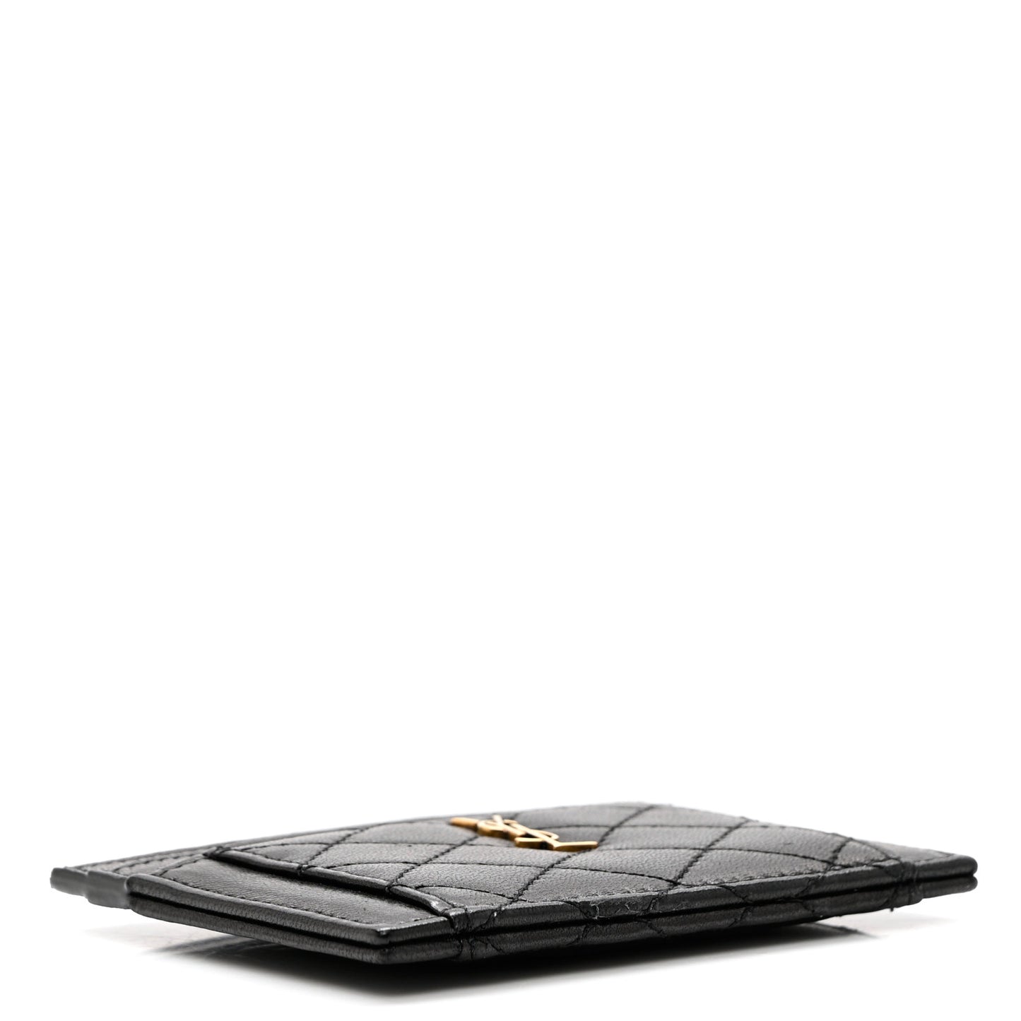 Lambskin Quilted Gaby Credit Card Case Black