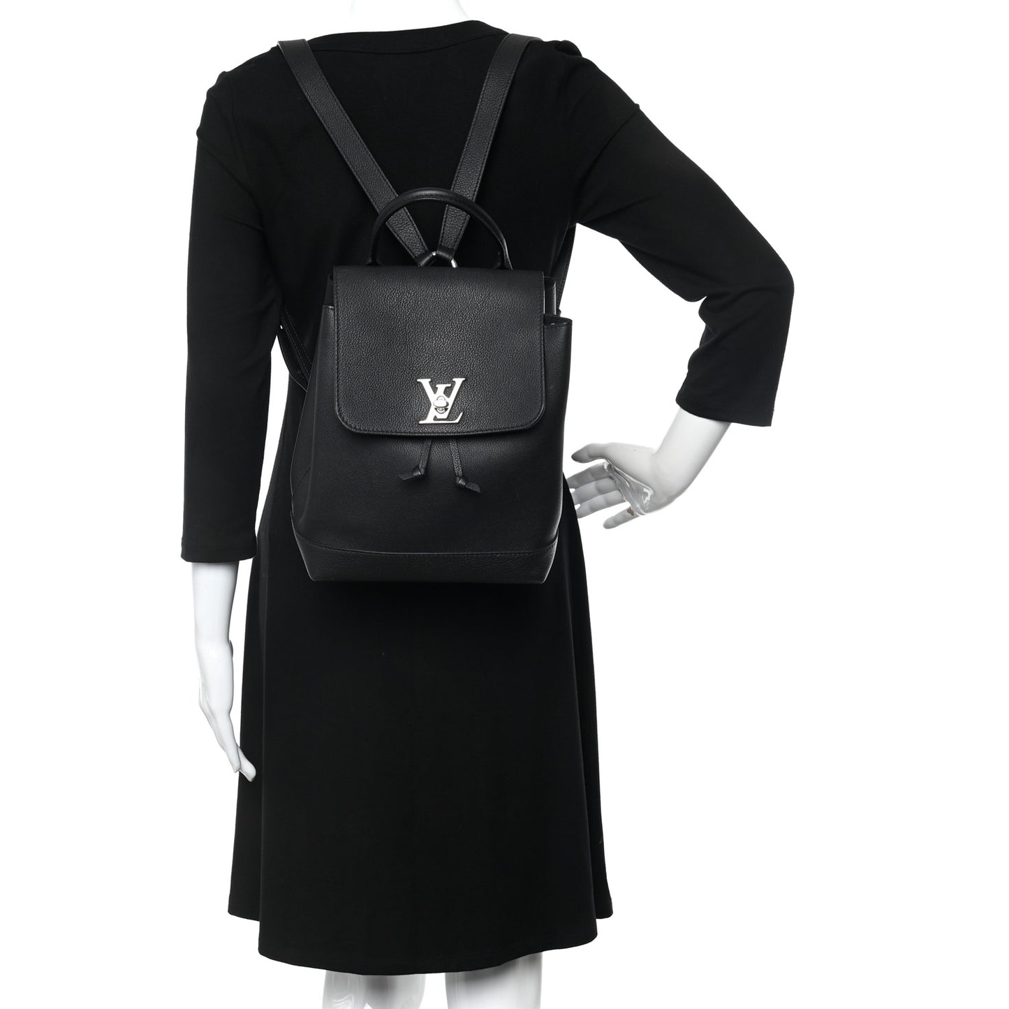 Calfskin Lockme Backpack Black
