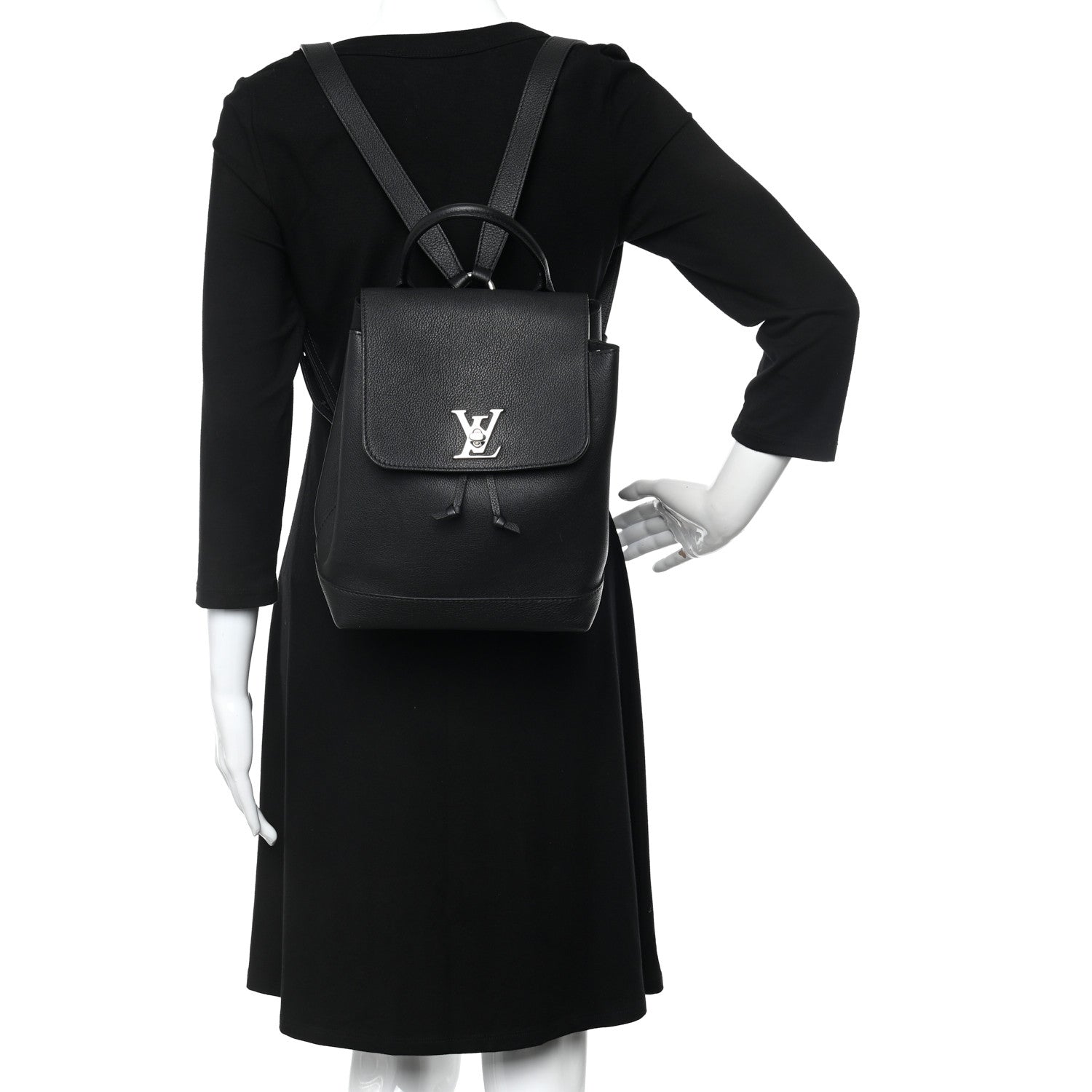 Louis Vuitton Calfskin Lockme Backpack Black 2 of 16