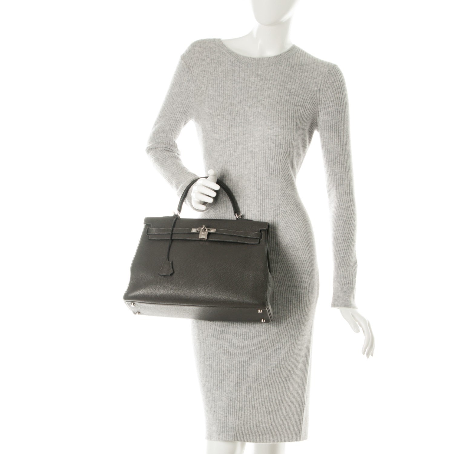 Hermes Taurillon Clemence Kelly Retourne 35 Graphite 2 of 27