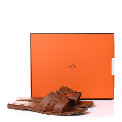 Hermes Box Calfskin Oran Sandals 40 Gold 10 of 10