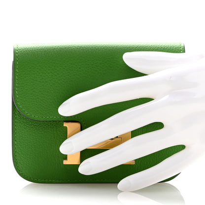 Hermes Evercolor Bi-Color Constance Slim Wallet Vert Yucca Mauve Pale 2 of 10