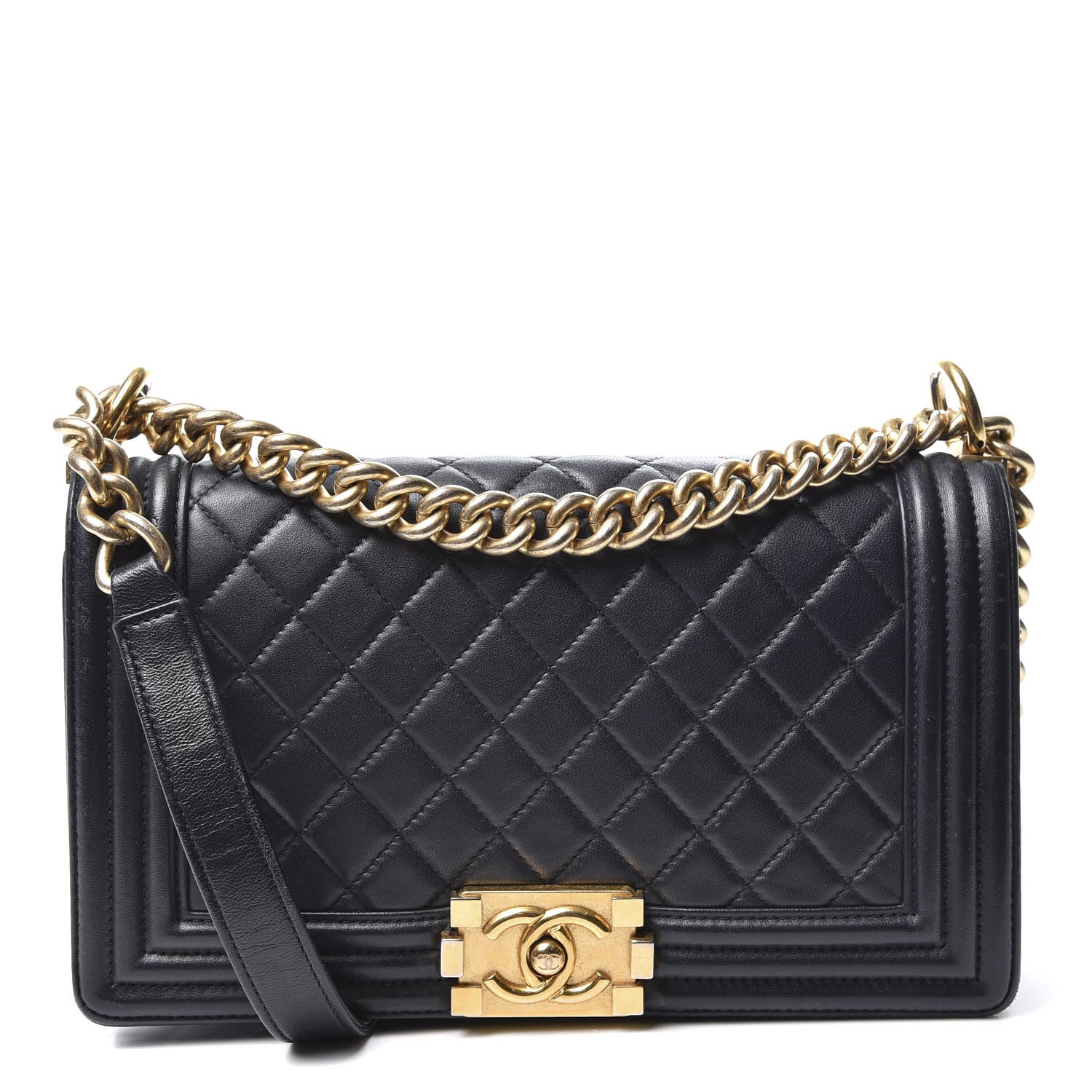 Chanel Lambskin Quilted Medium Boy Flap Black 1 of 10
