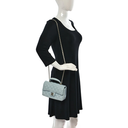 Chanel Lambskin Quilted Mini Top Handle Rectangular Flap Light Blue 2 of 11