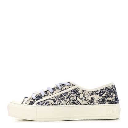 Christian Dior Canvas Toile De Jouy Embroidered Womens Walk'N'Dior Low Top Sneakers 38.5 Off-White Blue 1 of 8