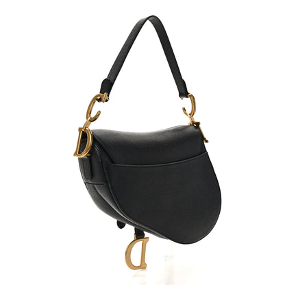 Christian Dior Grained Calfskin Saddle Bag With Strap Black 3 of 13