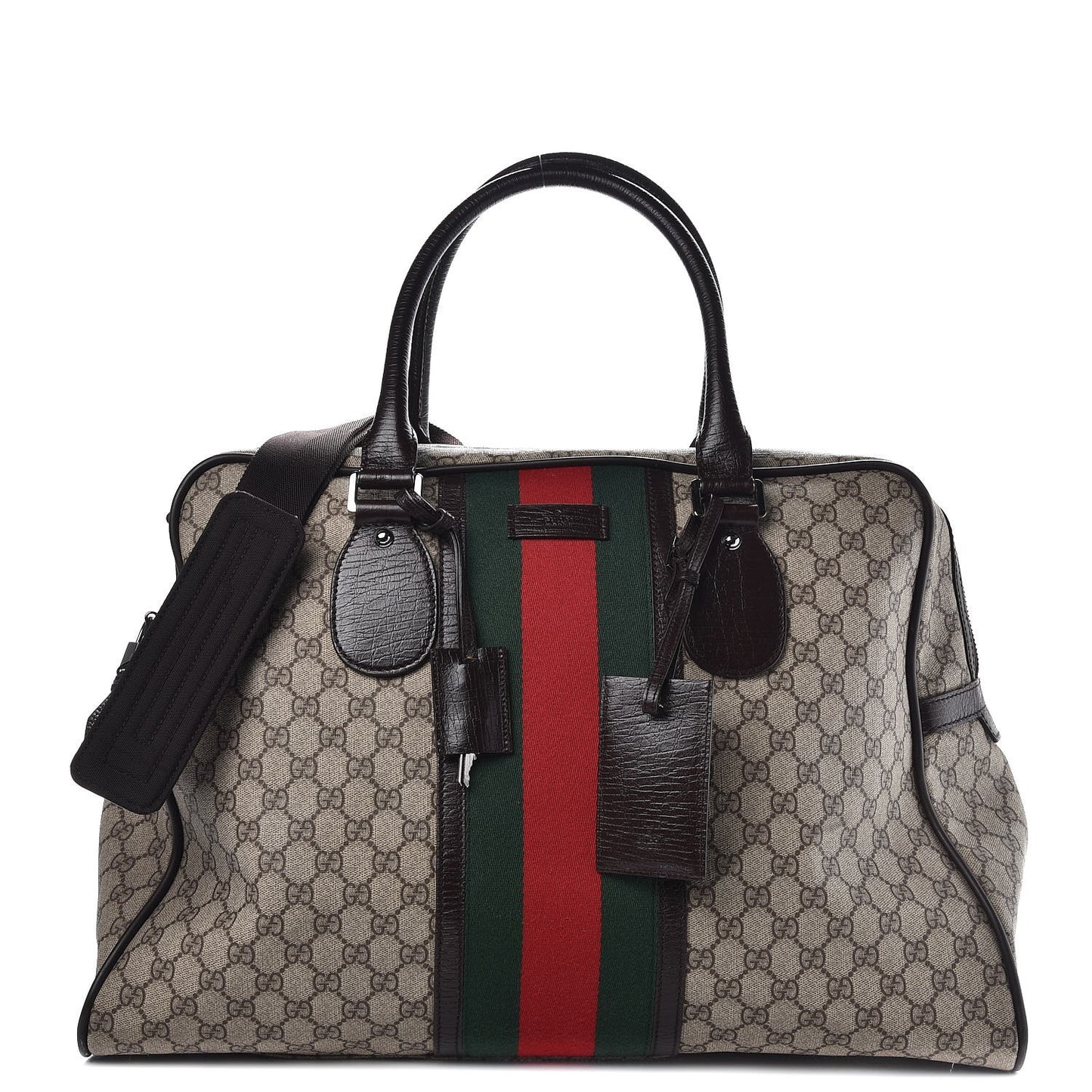 GG Plus Monogram Web Carry On Duffle Bag Ebony