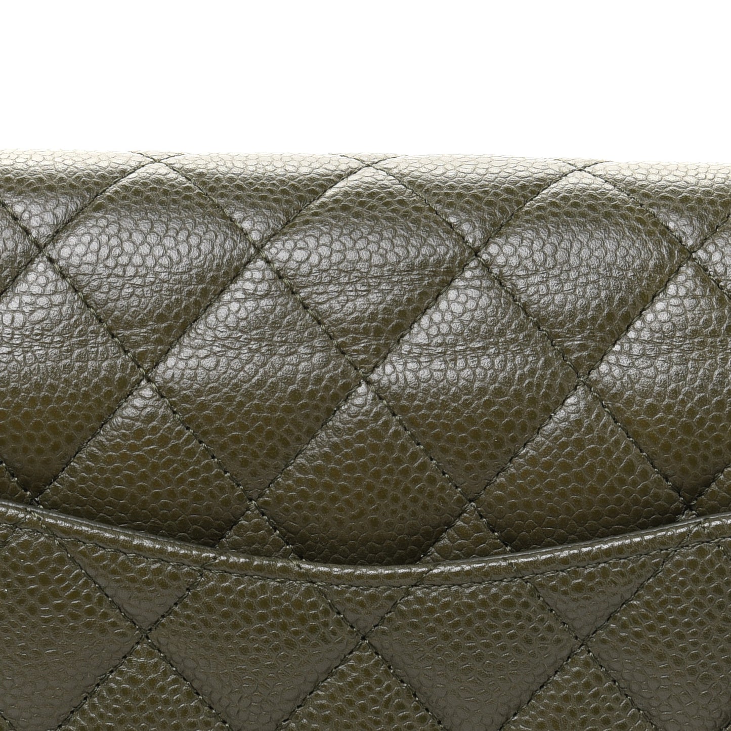 Caviar Quilted Medium Double Flap Dark Green