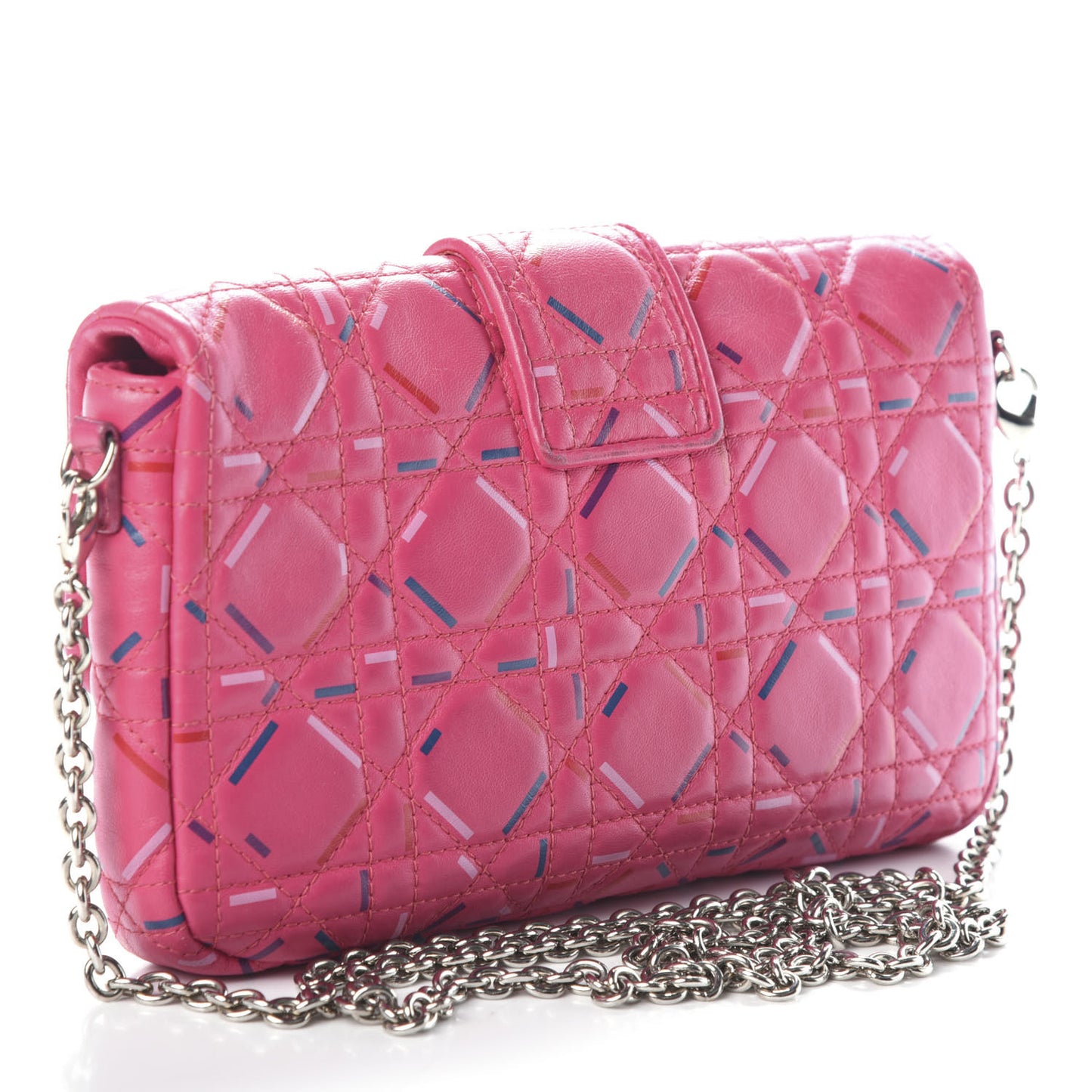 Lambskin Cannage Printed Miss Dior Promenade Pouch Fuchsia Multicolor