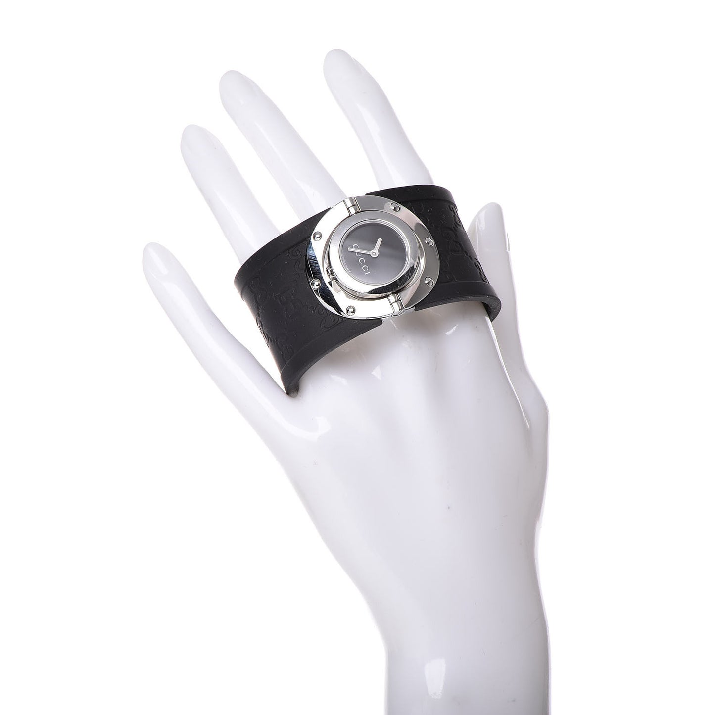 Stainless Steel Rubber 33mm Twirl Quartz Watch Black