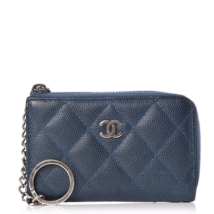 Chanel Caviar Quilted Key Holder Case Blue 1 of 16