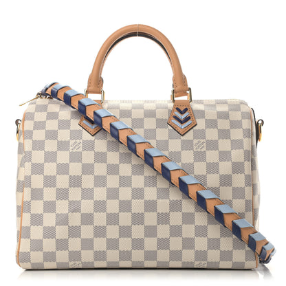 Louis Vuitton Damier Azur Braided Speedy Bandouliere 30 Blue 1 of 4