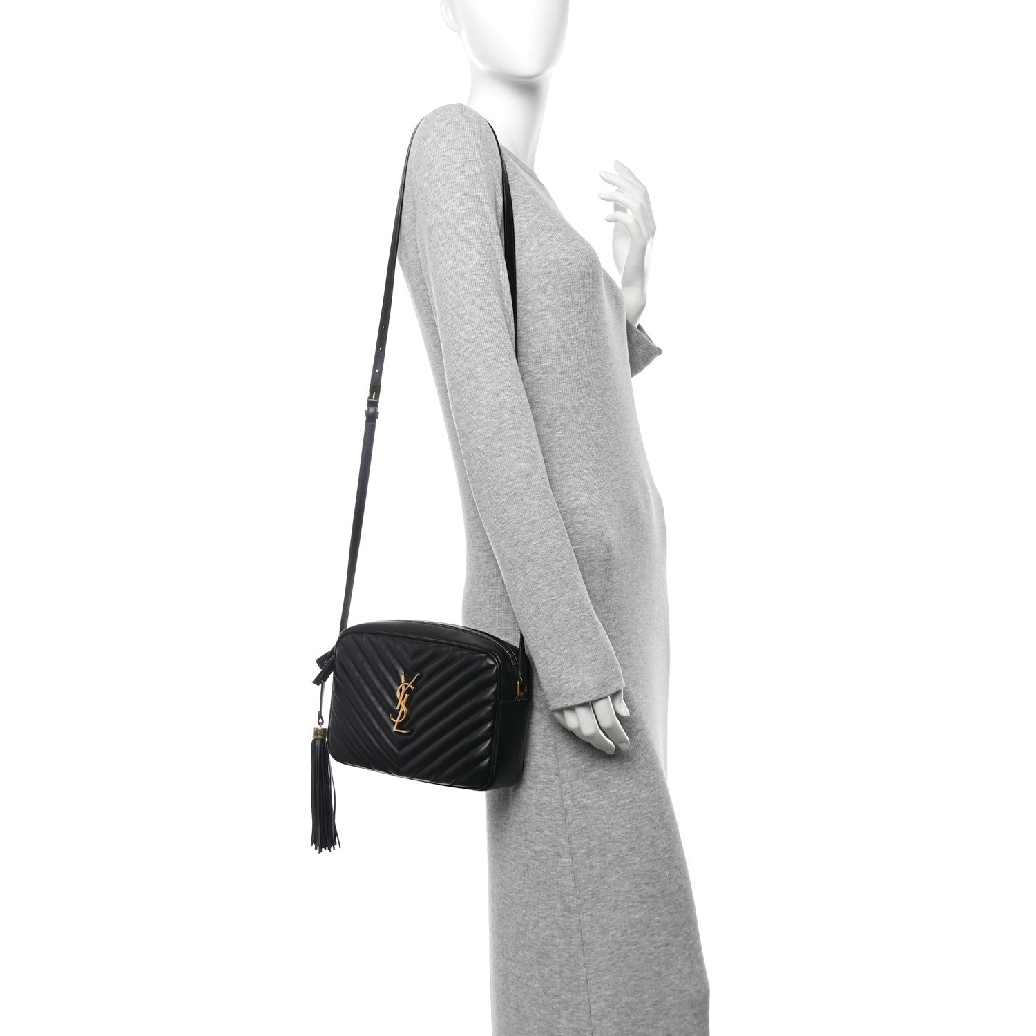 Saint Laurent Calfskin Matelasse Monogram Lou Camera Bag Black 2 of 10