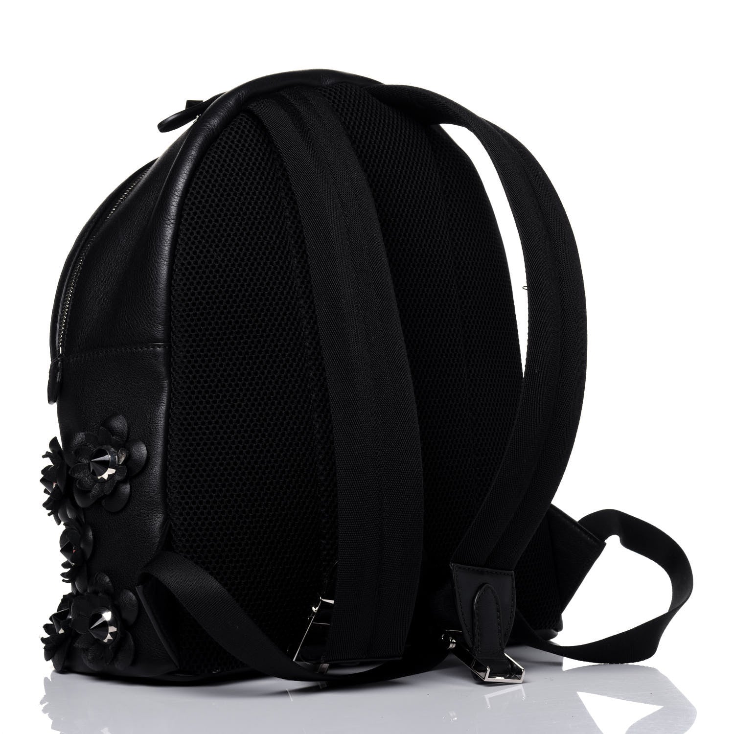 Fendi Vitello Dolce All Over Flowerland Large Backpack Black 2 of 13