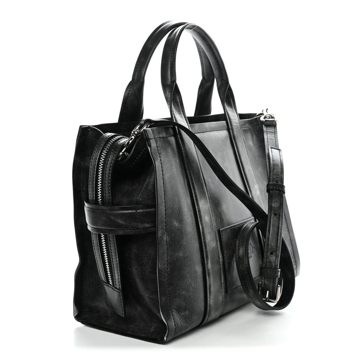 Marc Jacobs Distressed Calfskin Medium The Tote Bag Black 3 of 12