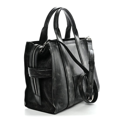 Marc Jacobs Distressed Calfskin Medium The Tote Bag Black 3 of 12
