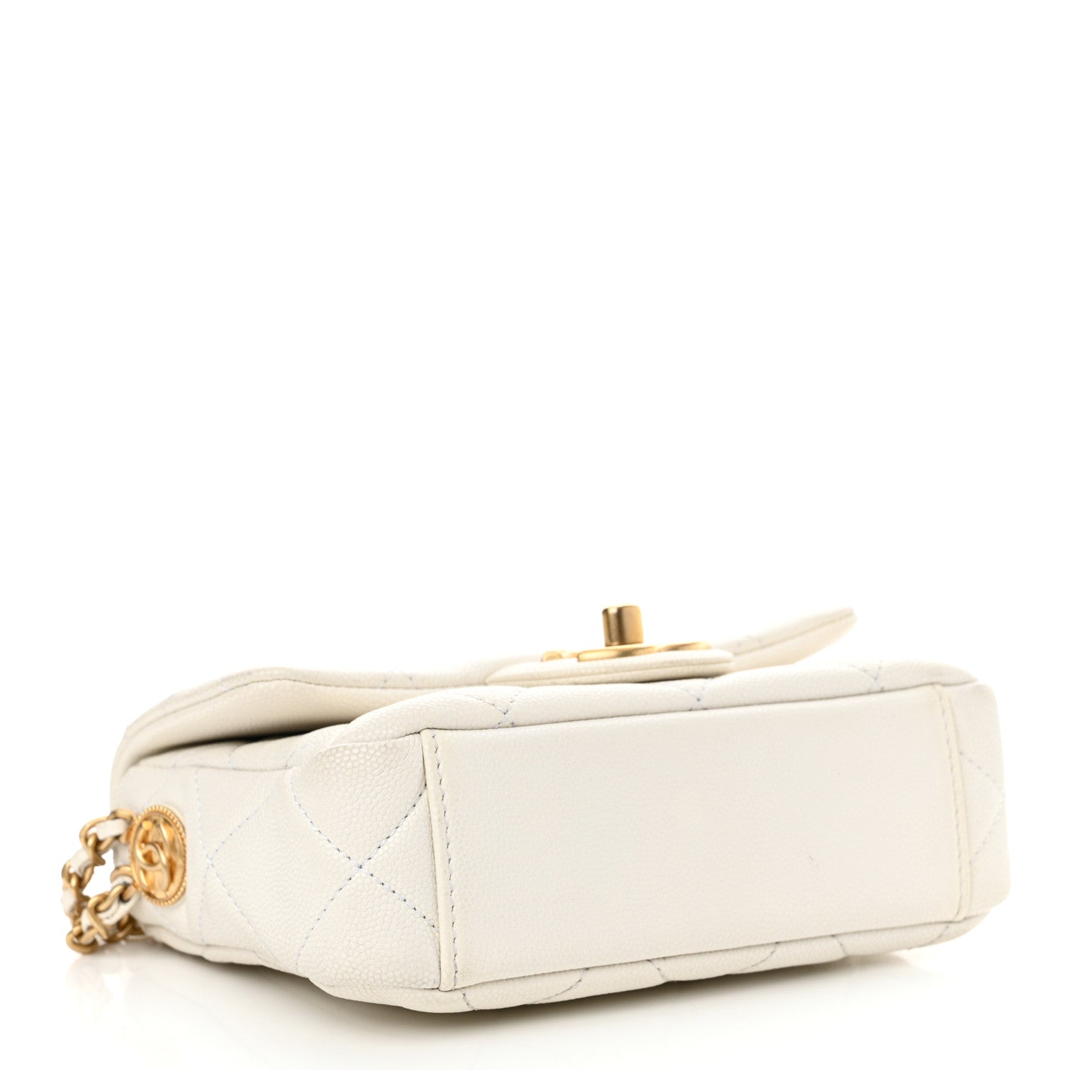 Chanel Caviar Quilted Mini Twist Your Buttons Flap White 4 of 13