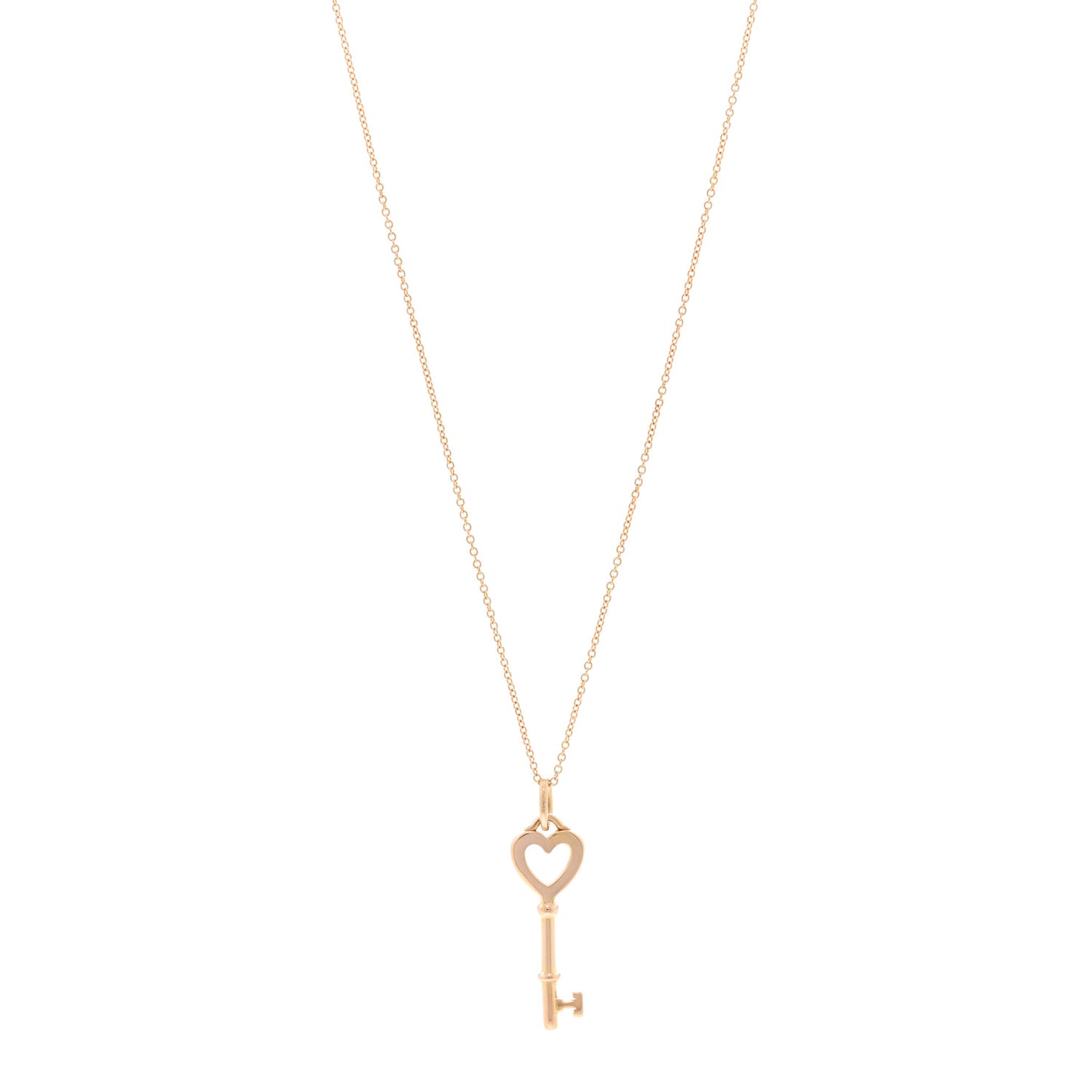 18K Rose Gold Mini Heart Key Pendant Necklace