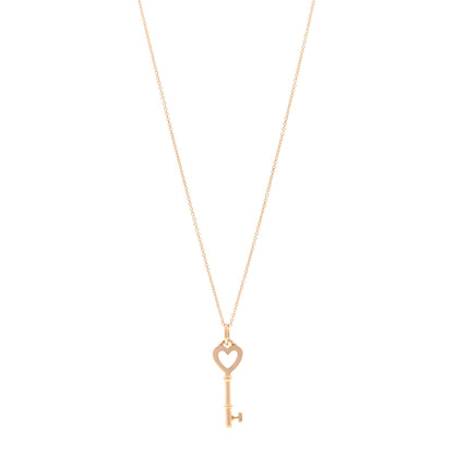 Tiffany 18K Rose Gold Mini Heart Key Pendant Necklace 1 of 5