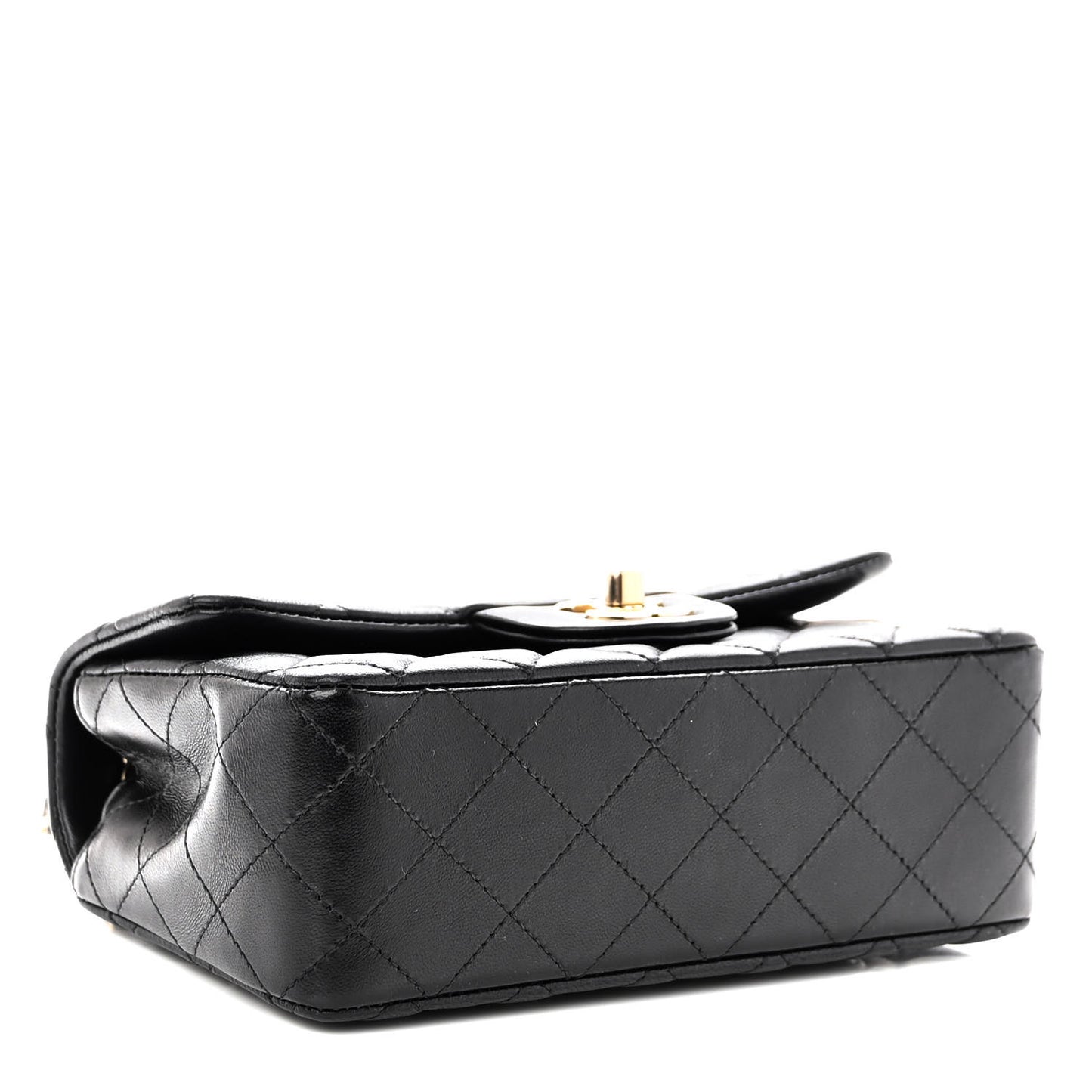 Lambskin Quilted Mini Rectangular Flap Black