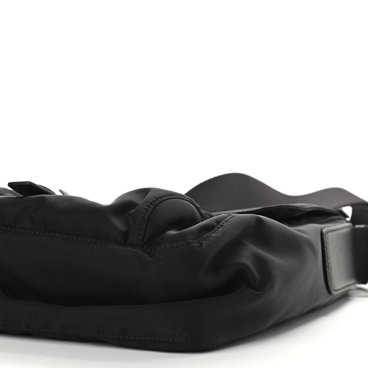 Nylon Vela Saffiano Single Buckle Messenger Shoulder Bag Black