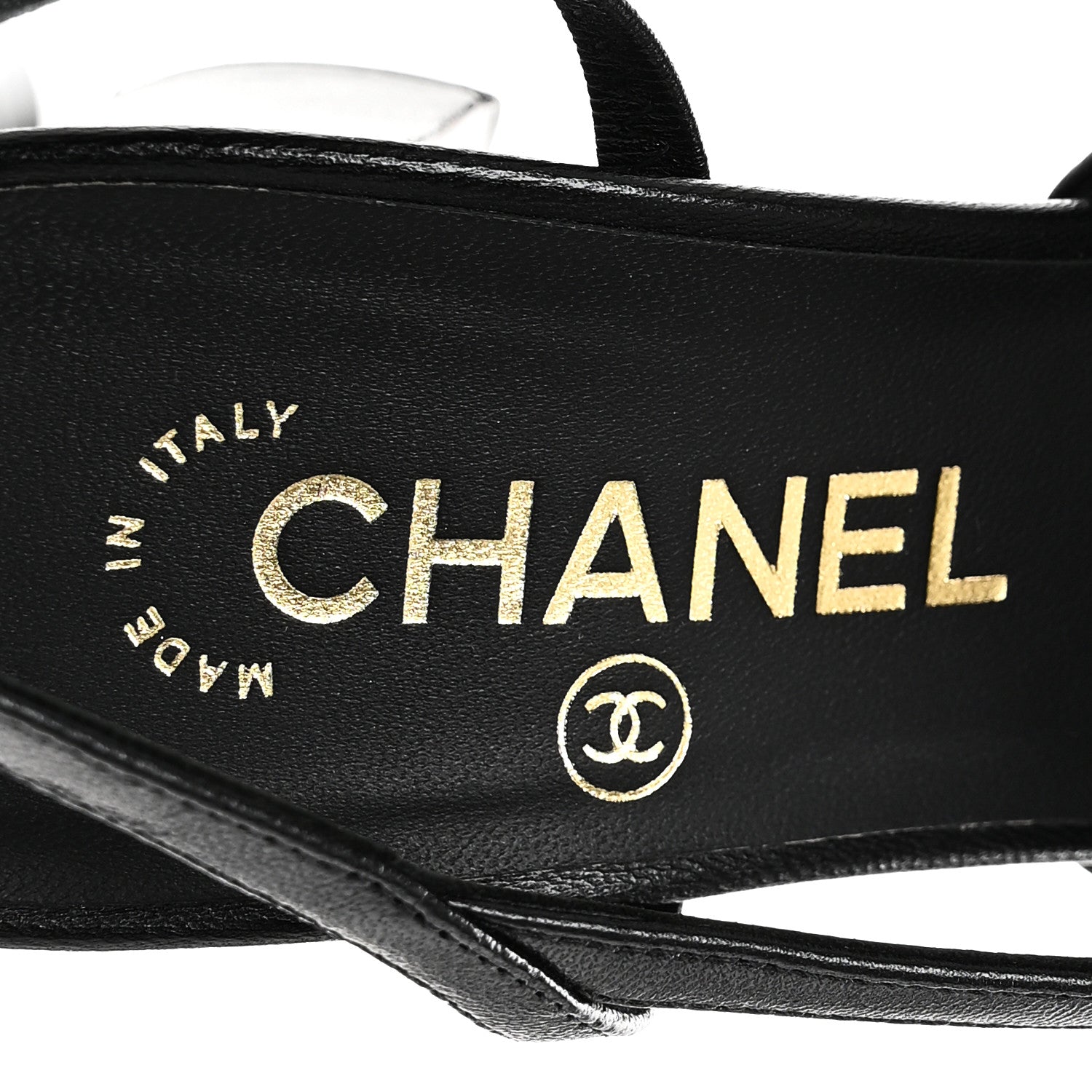 Chanel Lambskin Grosgrain Cap Toe CC Slingback Pumps 37 Black 9 of 10