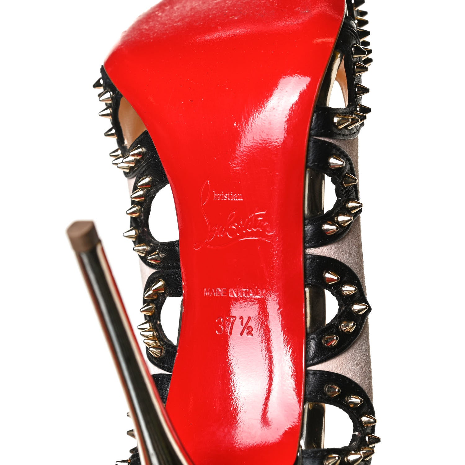 Christian Louboutin Kid Suede Specchio Spiked Circus City 100 Pumps 37.5 Ballerina 8 of 10