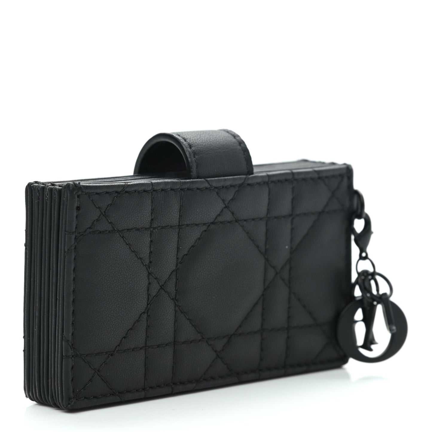 Ultra Matte Calfskin Cannage Lady Dior 5-Gusset Card Holder Black
