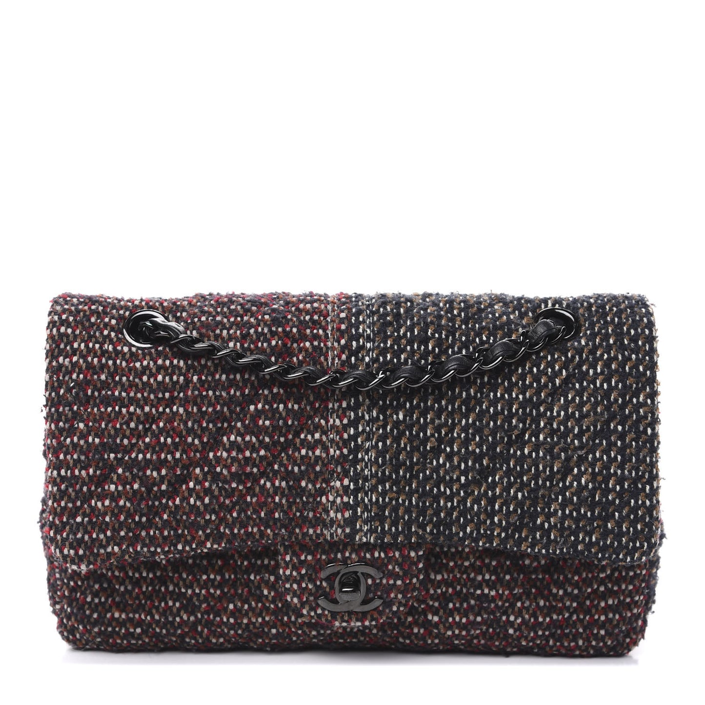 Tweed Quilted Medium Double Flap Multicolor