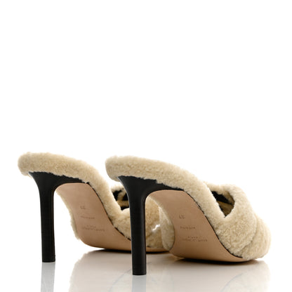 Saint Laurent Shearling Tribute Mule Sandals 37 Naturale 4 of 9