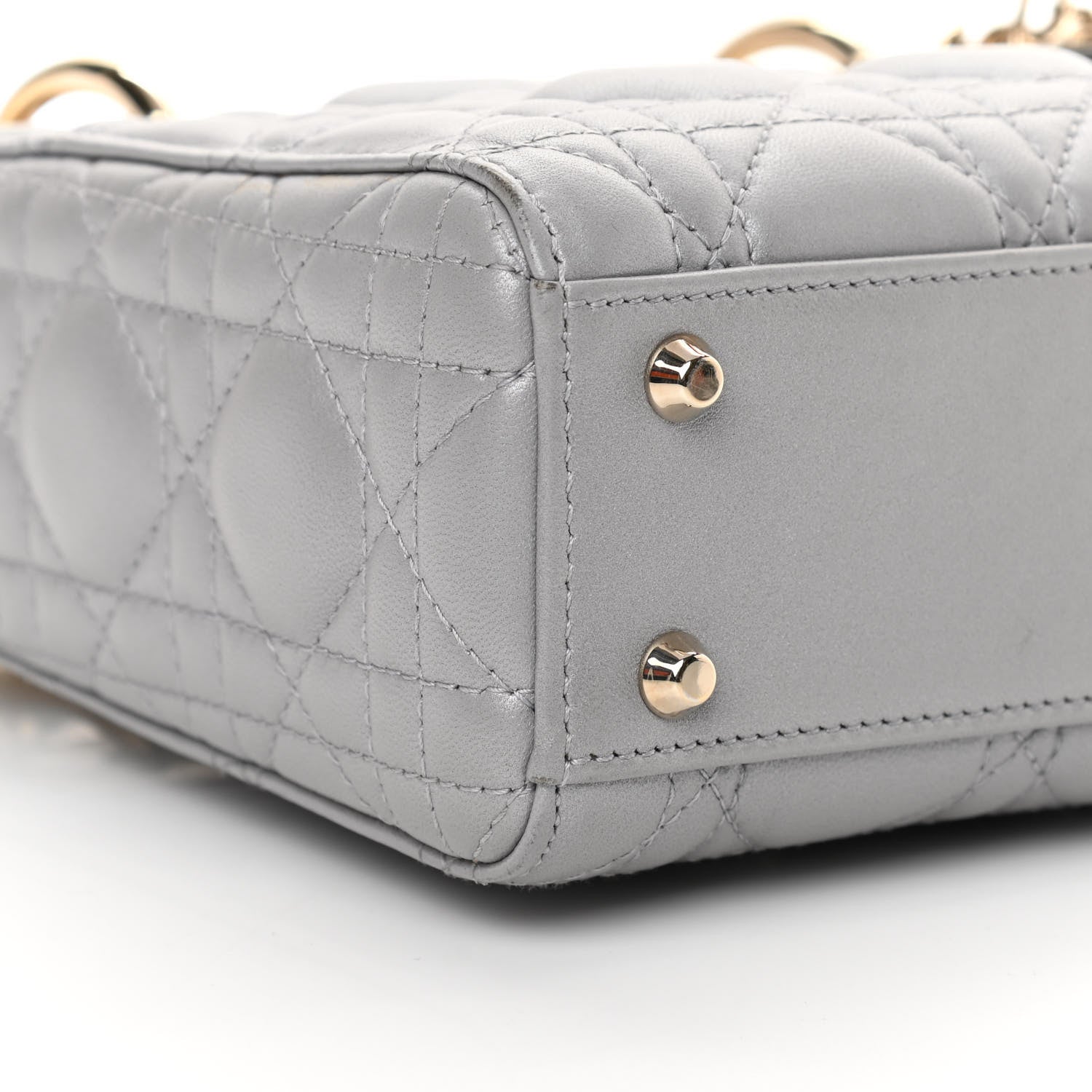 Christian Dior Lambskin Cannage Mini Lady Dior Grey 9 of 17