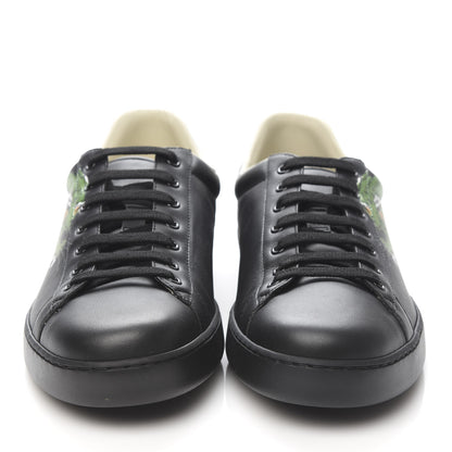 Gucci Calfskin Green Panther Print Mens Ace Sneakers 10 Black 2 of 10