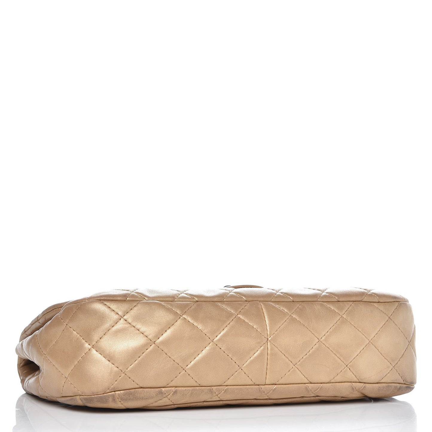 Metallic Lambskin Quilted Medium Precious Jewel Single Flap Gold