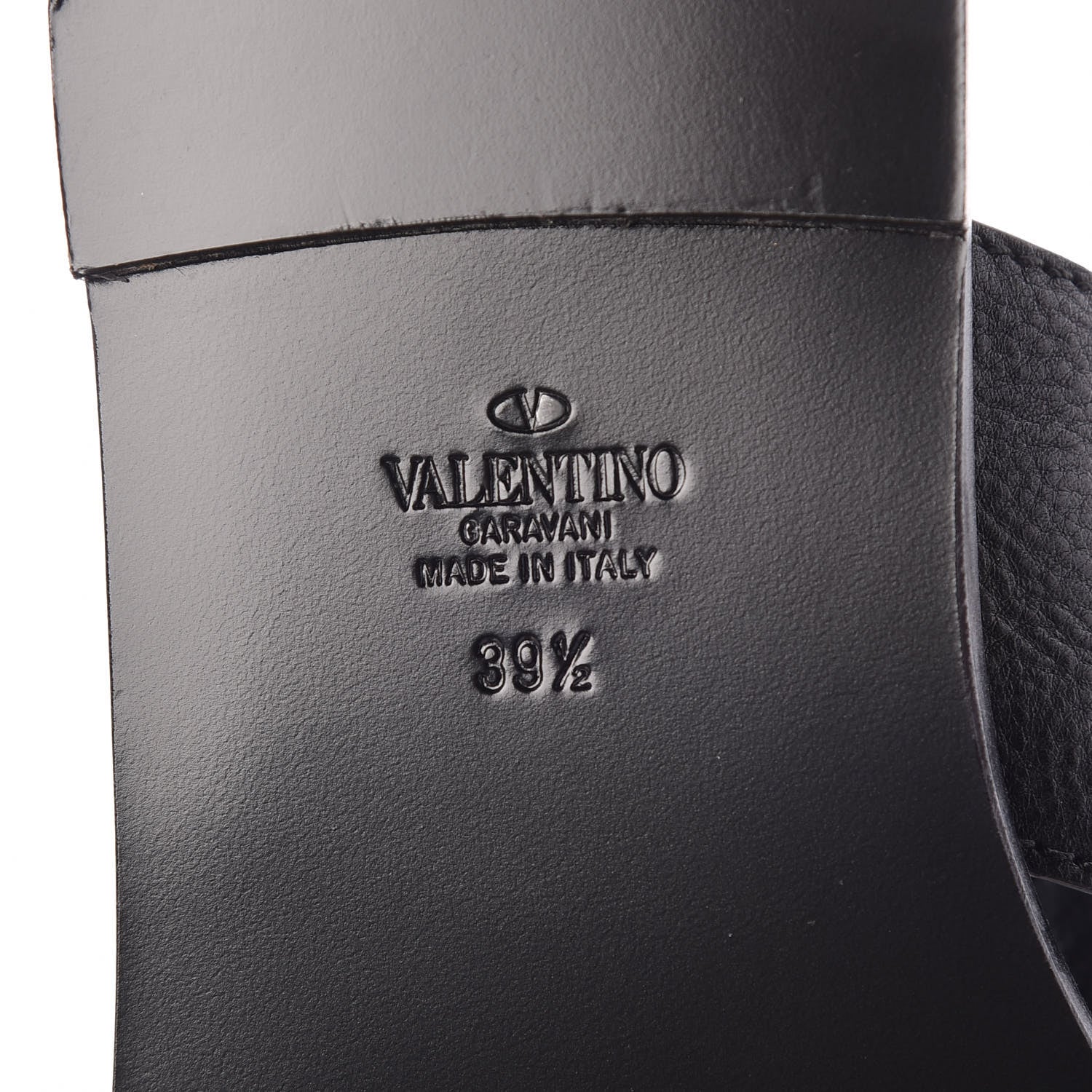Valentino Garavani Grainy Cowhide Vlogo Slingback Flat Thong Sandals 39.5 Black 7 of 7