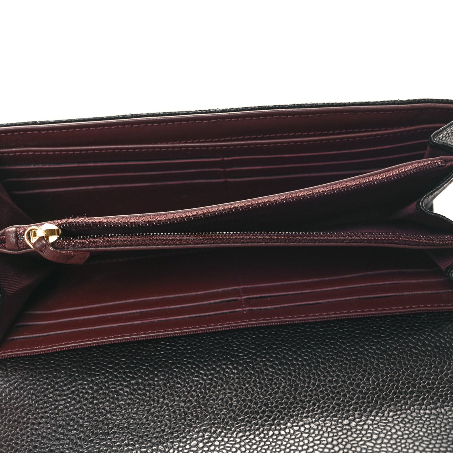 Caviar Quilted Large Gusset Flap Wallet Black