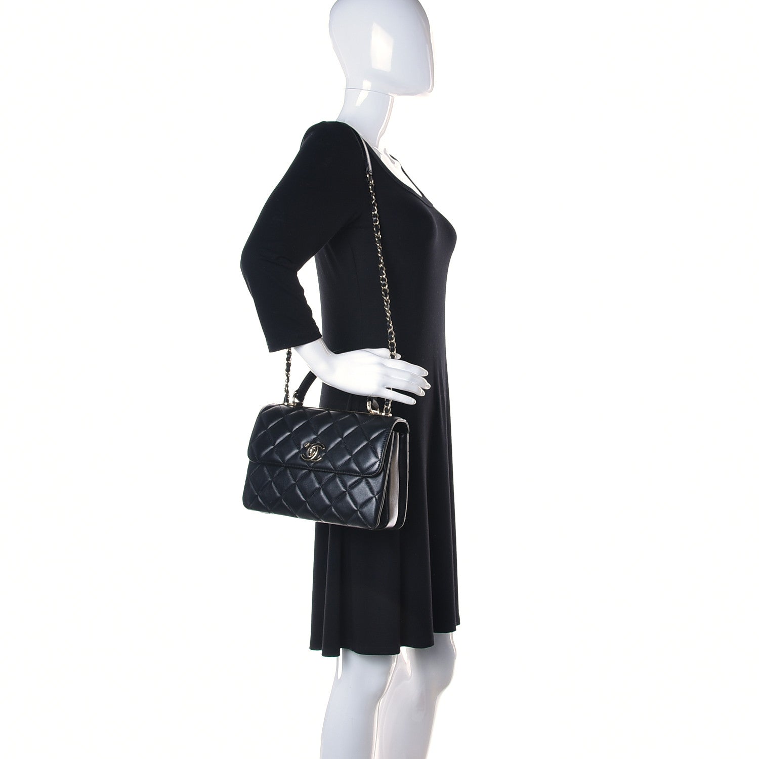 Chanel Lambskin Quilted Small Trendy CC Dual Handle Flap Bag Black 2 of 17
