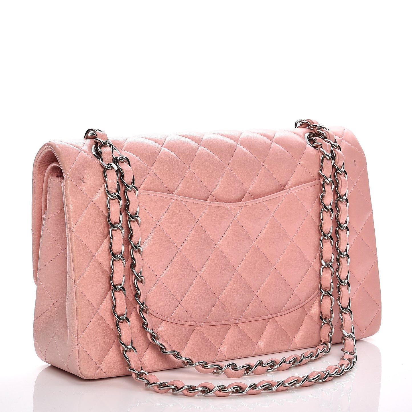 Lambskin Quilted Medium Double Flap Light Pink