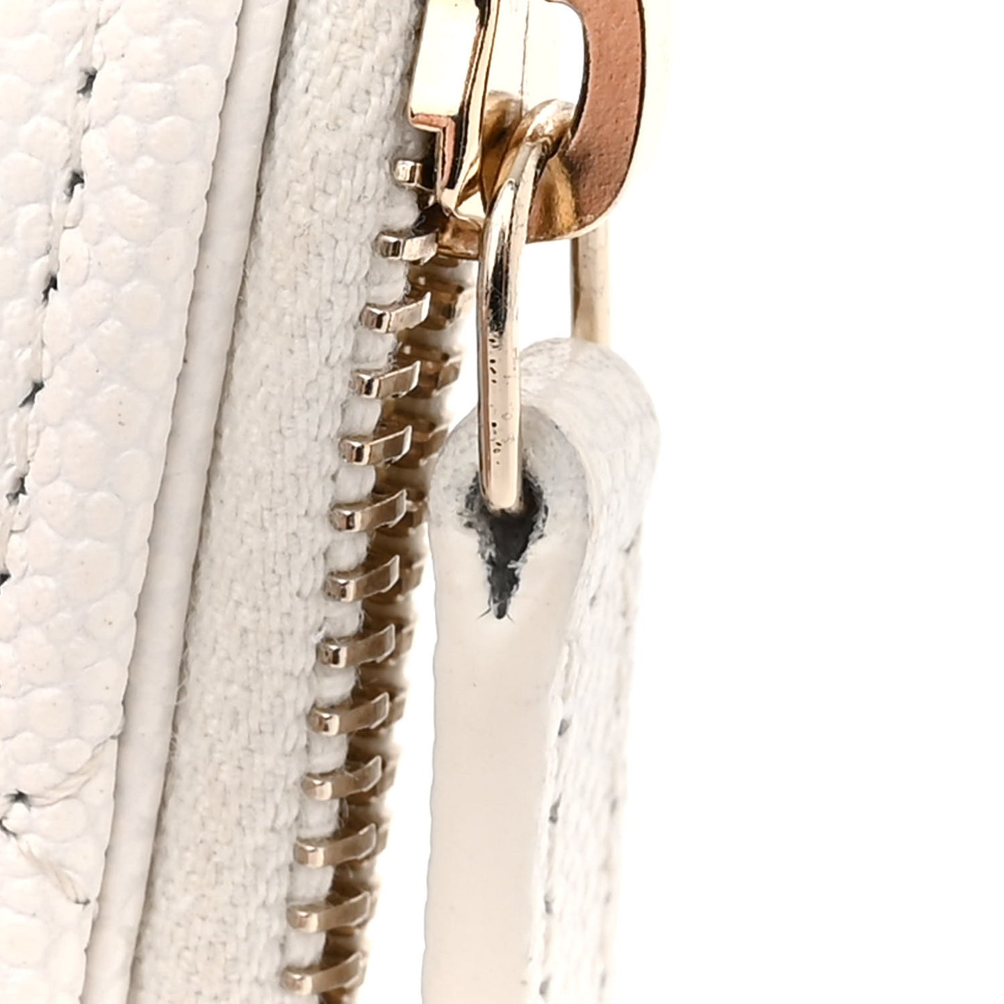 Caviar Quilted Flap Zip Card Holder White
