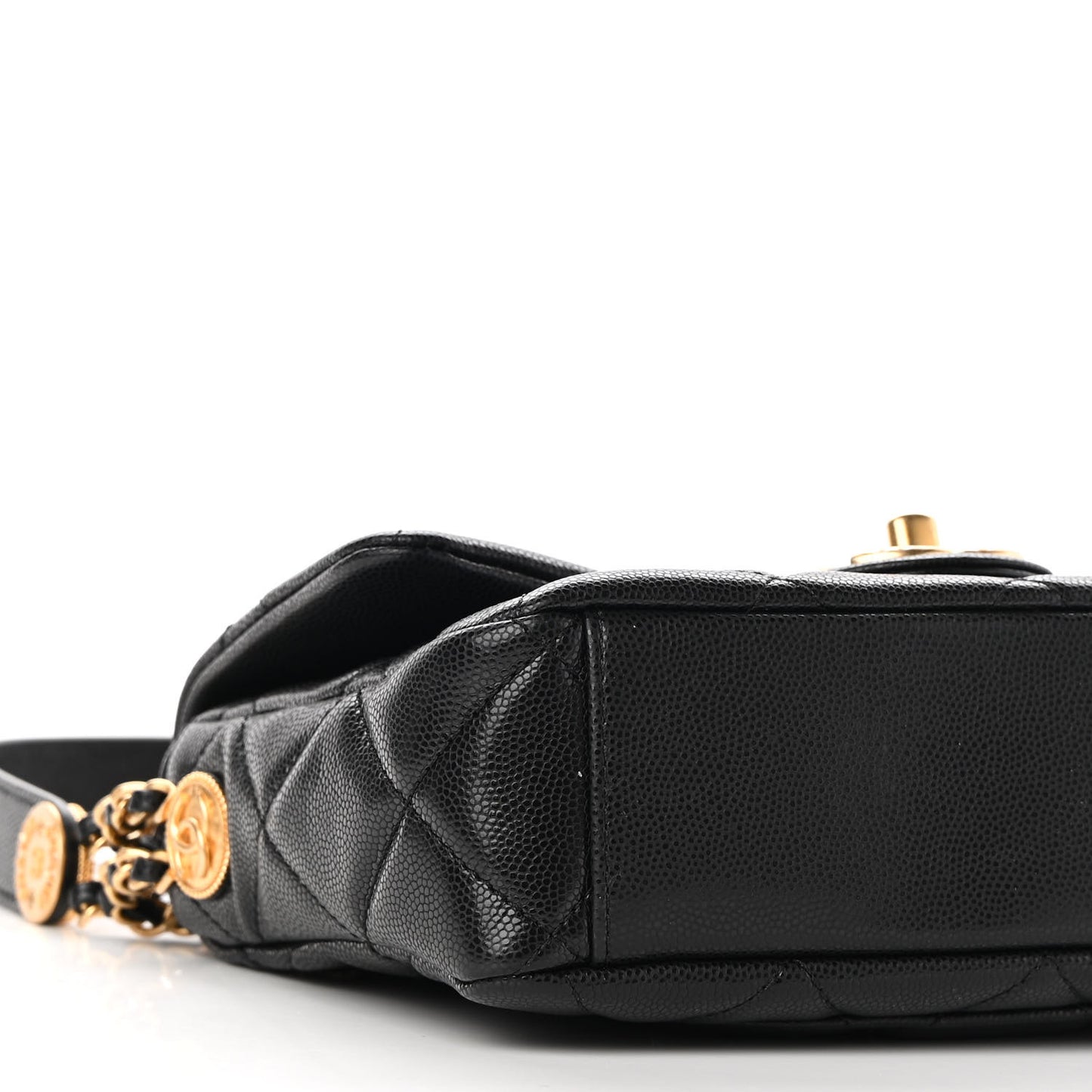 Caviar Quilted Small Twist Your Buttons Flap Black