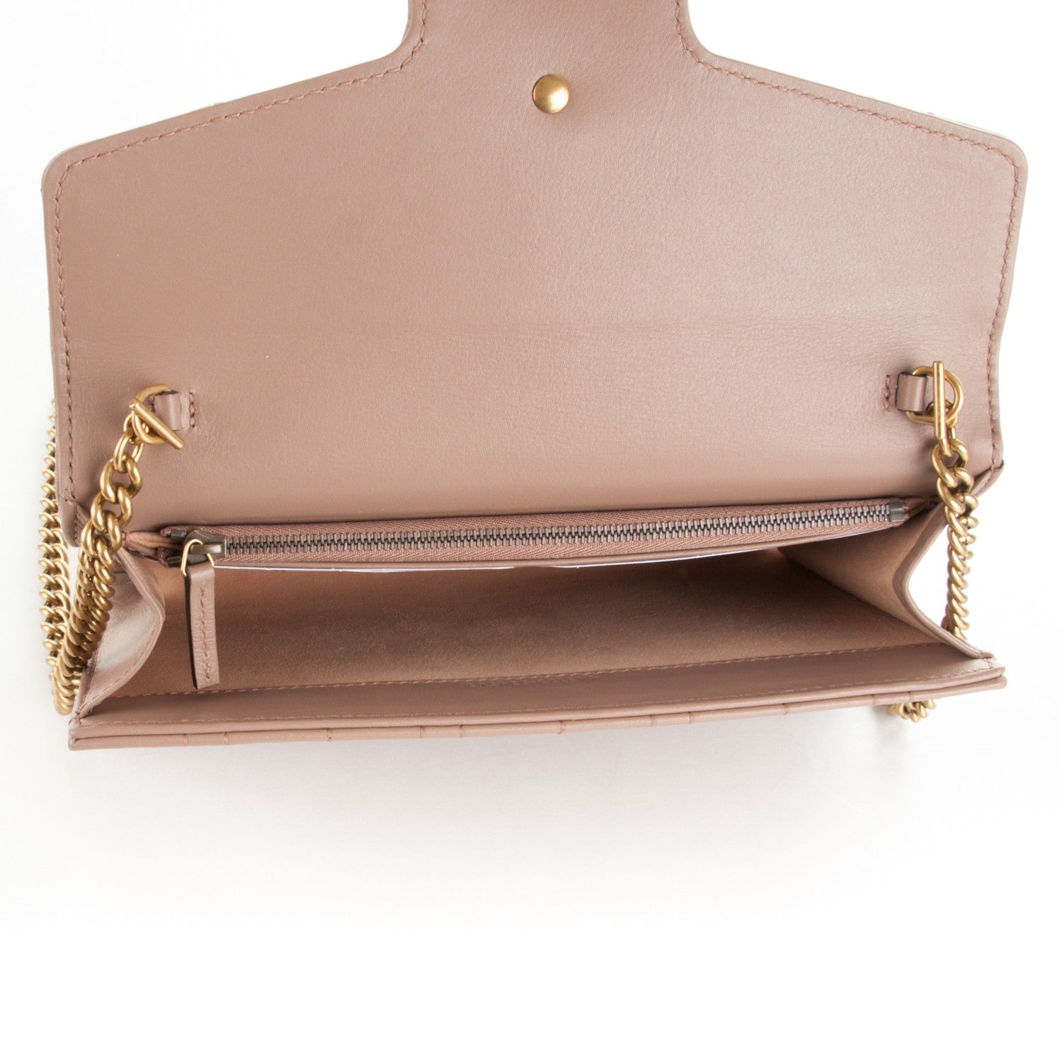 Gucci Calfskin Matelasse Mini Pearly GG Marmont Chain Wallet Porcelain Rose 5 of 7