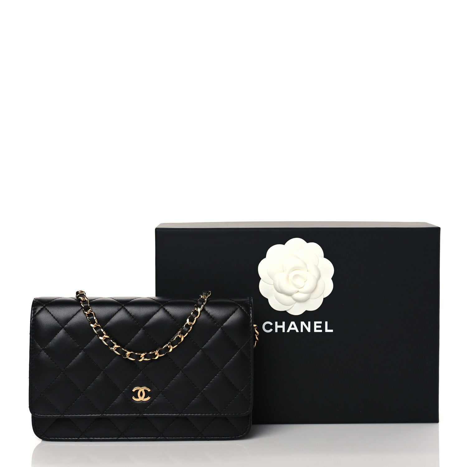 Chanel Lambskin Quilted Wallet On Chain WOC Black 11 of 11