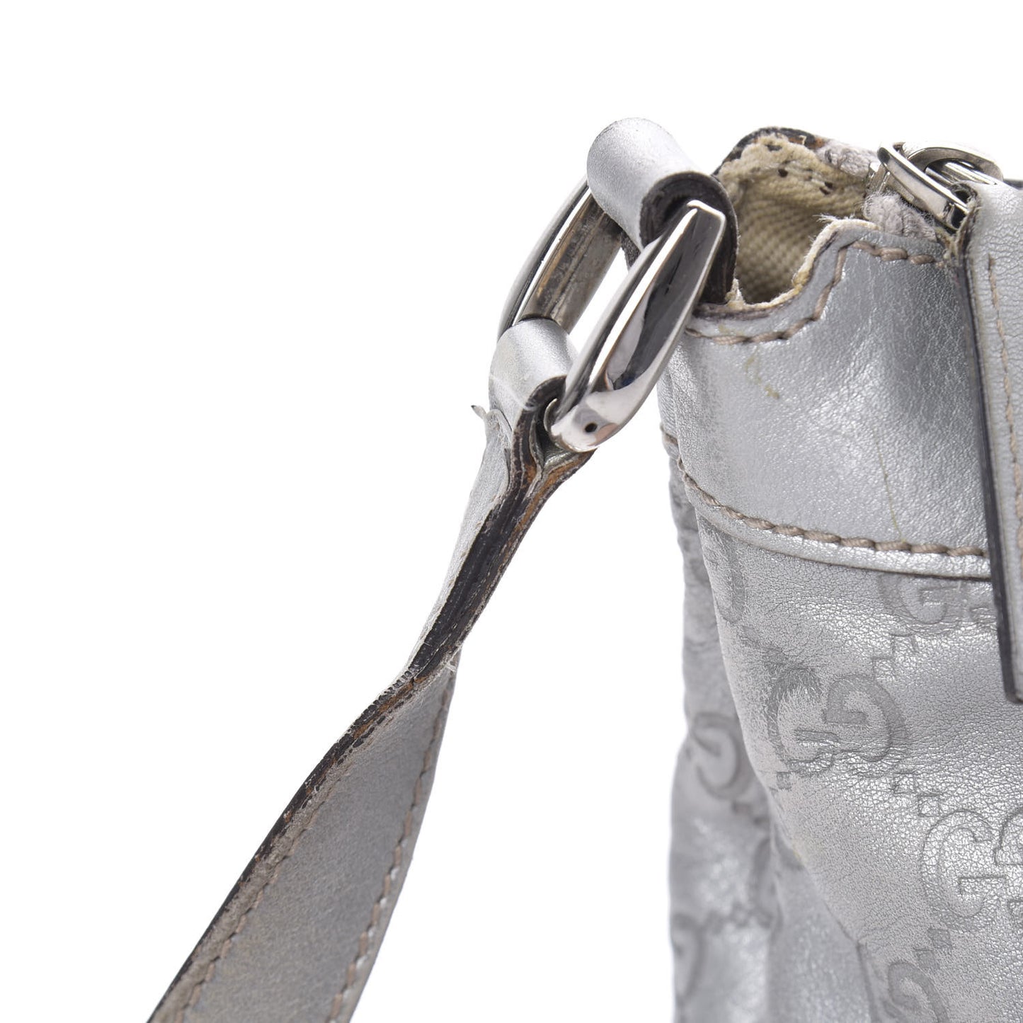 Guccissima Small D Ring Messenger Silver