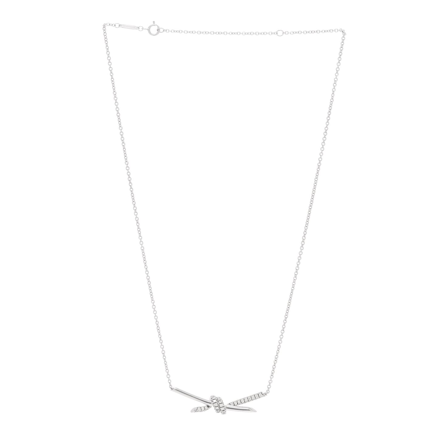 18K White Gold Diamond Knot Necklace