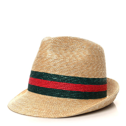 Gucci Abaca Straw Web Fedora Hat M 1 of 8