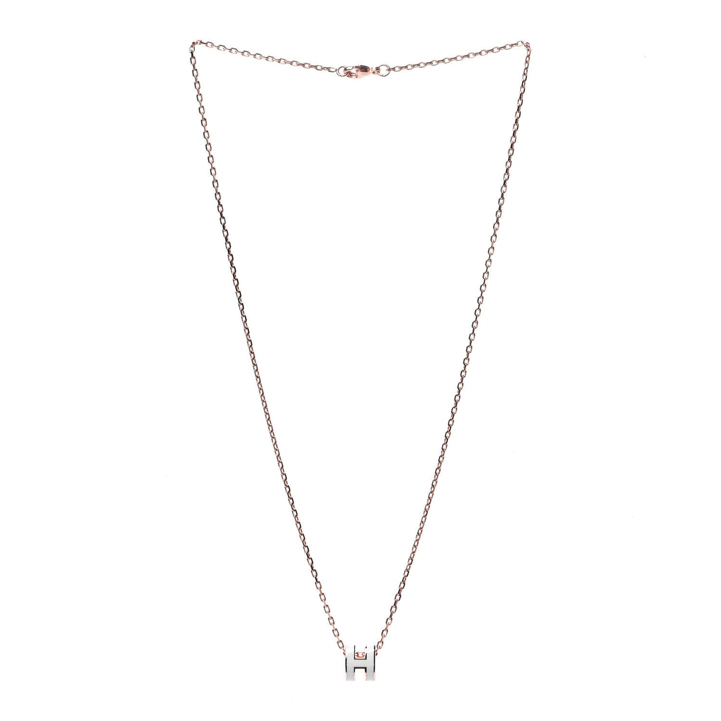 Lacquered Rose Gold Mini Pop H Pendant Necklace White