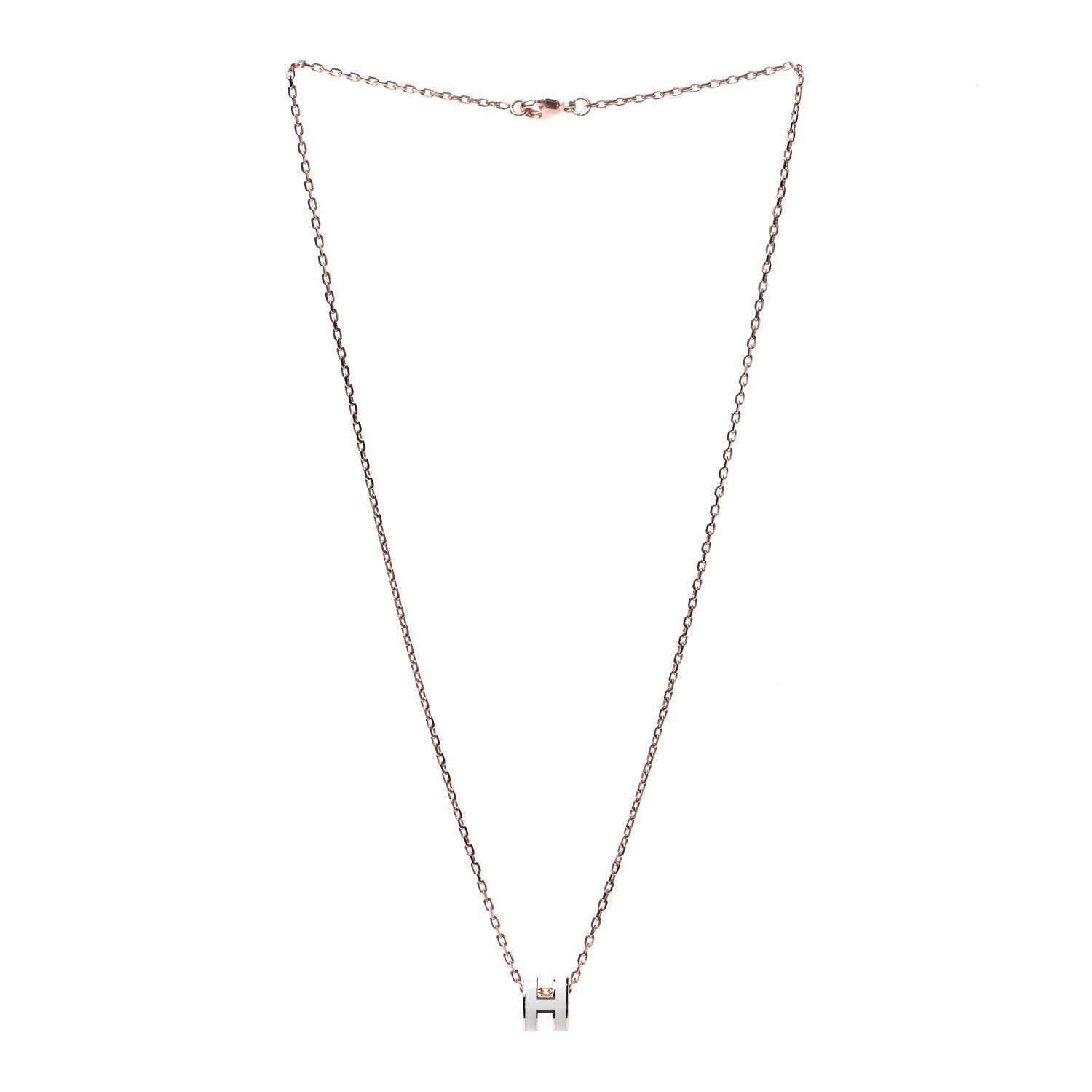 Hermes Lacquered Rose Gold Mini Pop H Pendant Necklace White 2 of 4