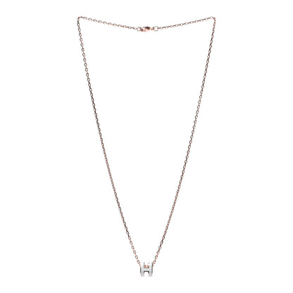 Hermes Lacquered Rose Gold Mini Pop H Pendant Necklace White 2 of 4
