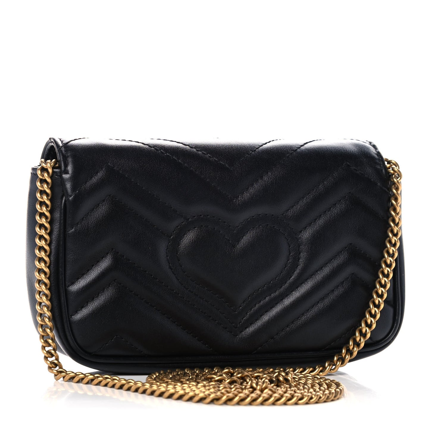 Calfskin Matelasse Super Mini GG Marmont Shoulder Bag Black