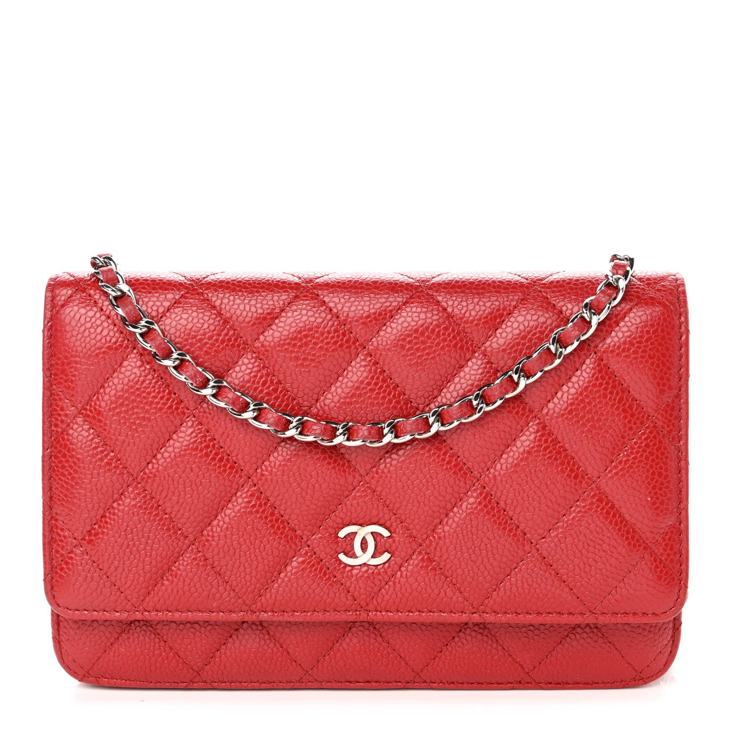 Chanel Caviar Quilted Wallet On Chain WOC Dark Red 1 of 13