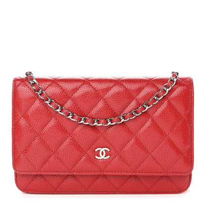 Chanel Caviar Quilted Wallet On Chain WOC Dark Red 1 of 13